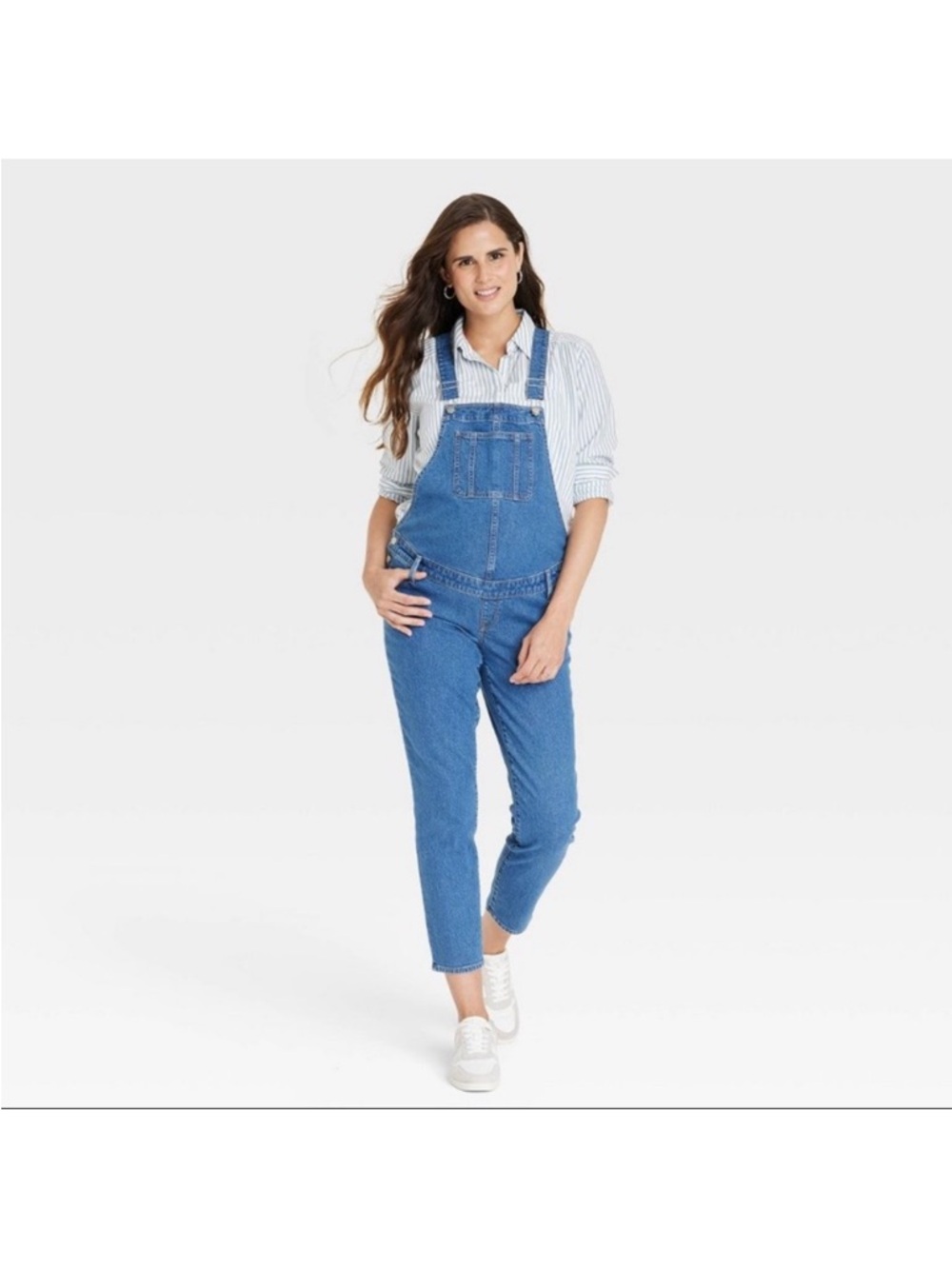 Ingrid & Isabel maternity overalls medium wash blue maternity size 14 NWT - Picture 1 of 9